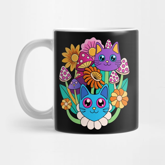 Trippy Cats, Mushrooms and Flowers by Ravenglow